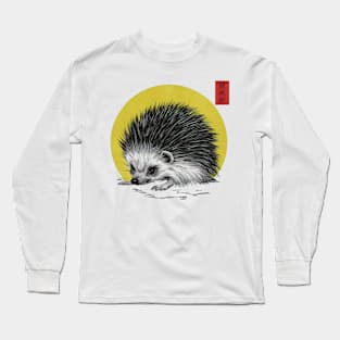 Crestfallen Hedgehog Japanese Art Print Long Sleeve T-Shirt